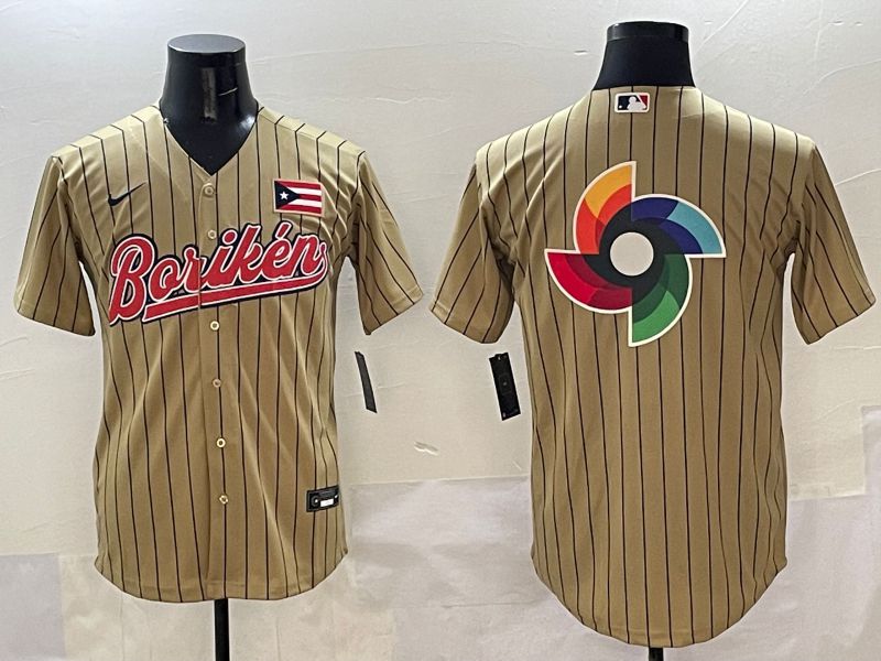Men Puerto Rico Blank Brown Stripe Joint Name 2025 Nike MLB Jersey style 17->more jerseys->MLB Jersey